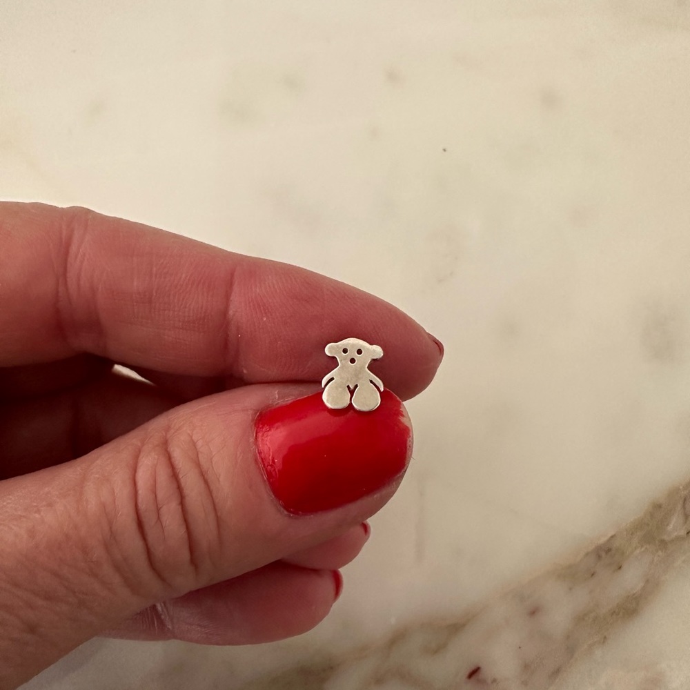 Silver Bear Stud Earring